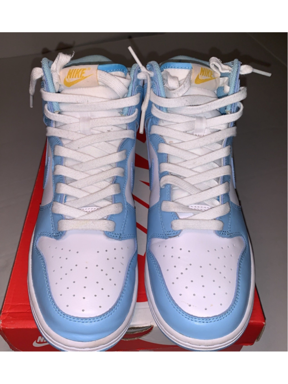 Nike Dunk Hi Retro Blue Chill/White Sneakers Mens Size 9.5 With Damaged Box - Picture 6 of 16